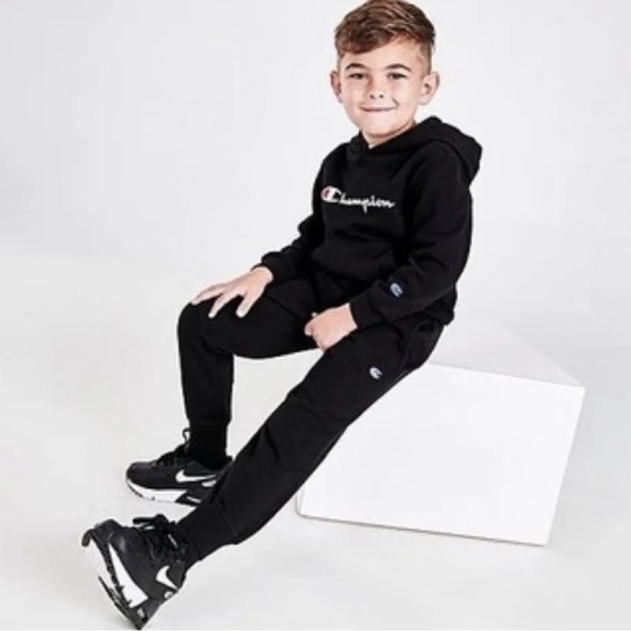 Champion NATURAL Boys' Essential Script Fleece Hoodie & Joggers,2 Pc Set， 4y Old - Picture 2 of 4